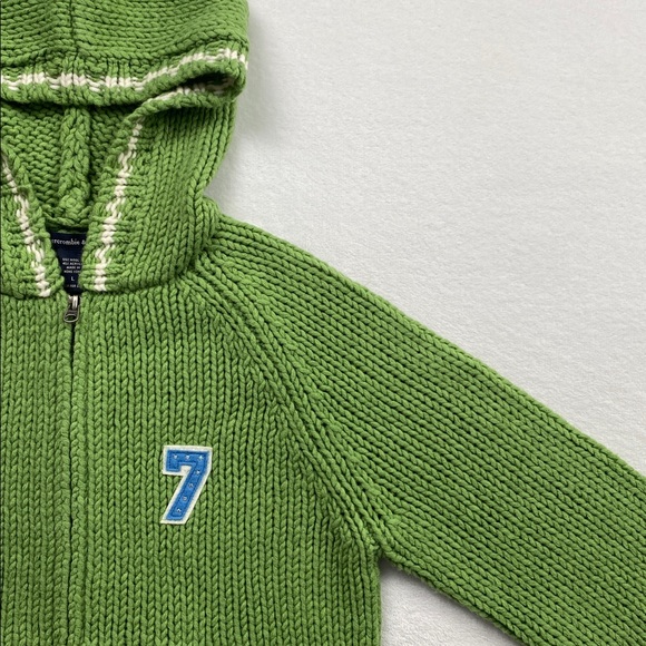 Abercrombie & Fitch Wool Blend Chunky Knit Long Sleeve Hoodie Sweater Jacket - Picture 9 of 16